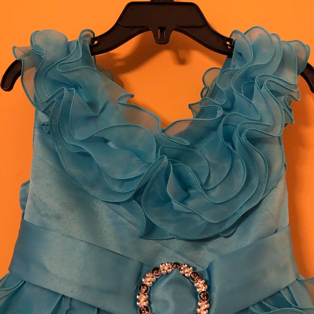 Girls Ruffled Special Occasion Dress B12 - Picture 3 of 8